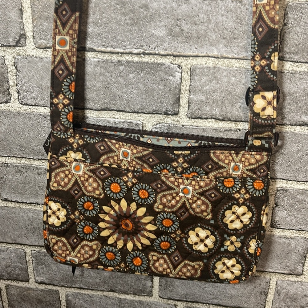 Vera Bradley Brown, Cream & Orange Floral Quilted Crossbody - Picture 2 of 3